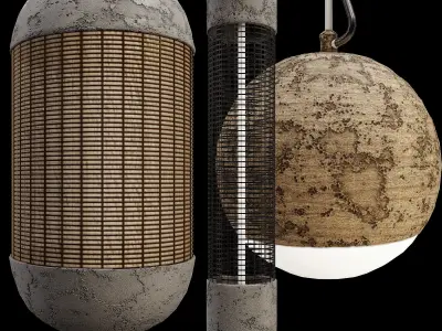 Concrete Pendant Lamp Collection 01 3D model