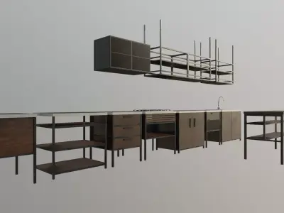 Industrial Kitchen Set Low-poly 3D model