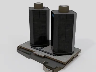 BCBSM Towers modern building 3D model