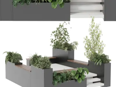 Landscape Furniture with Pergola and Roof garden 14 3D model