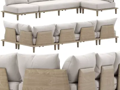 CB2 Baixa Wood Outdoor Sofa 3D model