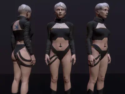 Cyberpunk Girl Low-poly 3D model
