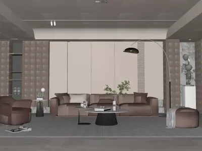 c4d Modern living room scene model  Low-poly 3D model