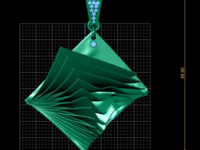 Emerald Folded Geometry Pendant 3D print model