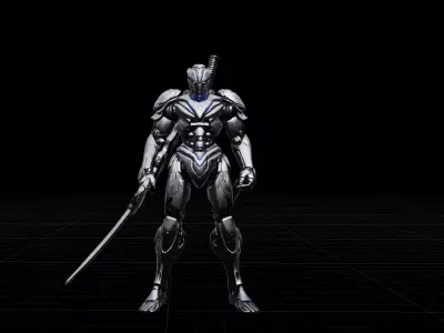 Onyx Vanguard  Futuristic Cyber Samurai Warrior Low-poly 3D model