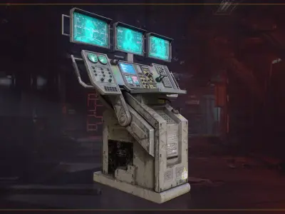 Scifi Industrial Computer Low-poly 3D model