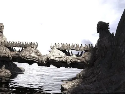 Alien organic Architecture in mountain 2 3D model