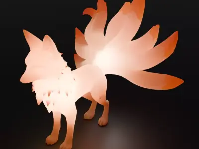 Indirect Lighting Between the Cat-Yokai and the Nine-Tailed Fox 3D model