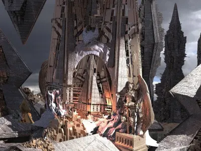 Arch Dragon Tower Gateway Kit bash 2 3D model