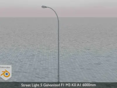 Street Light 5 Galvanized F1 M3 K0 A1 6000mm  Low-poly 3D model