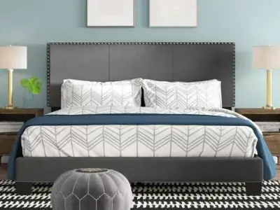 Dark Gray Burrus Upholstered Standard Bed 3D model