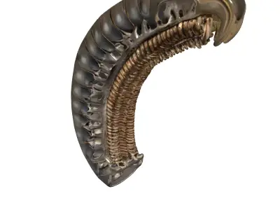 SciFi Biomechanical Segmented Alien Larva Low-poly 3D model