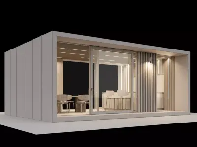 Closed gazibo with summer kitchen 3D model