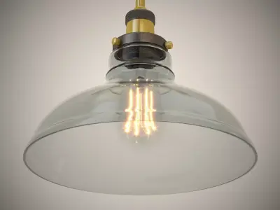 lighting glass pendant light with brass bulb 3D model