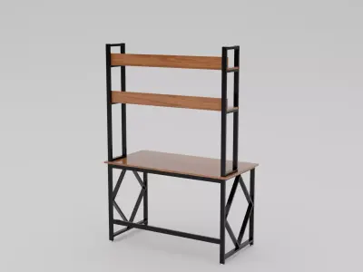 Wooden Study Table Low-poly 3D model