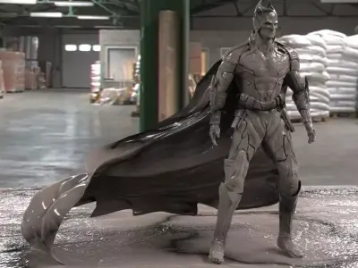 Batman 3D model statue of in warehouse 3D model