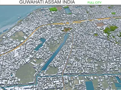 Guwahati Assam India 35km Low-poly 3D model