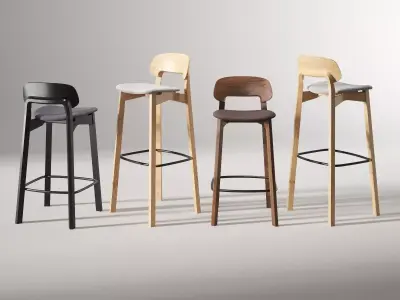 Nonoto Bar Chair with Upholstered Seat 3D model