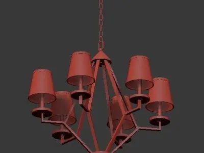 6 Light Washed Gold Chandelier 3D model