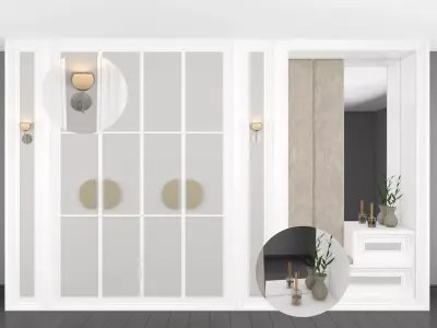 wardrobe with brass knobs 3D model