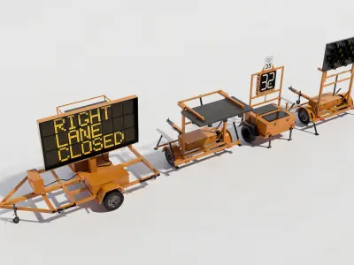 Traffic Barrier Pack  3d model Low-poly 3D model