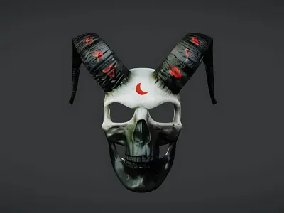 Skull Mask with Horns Low-poly 3D model