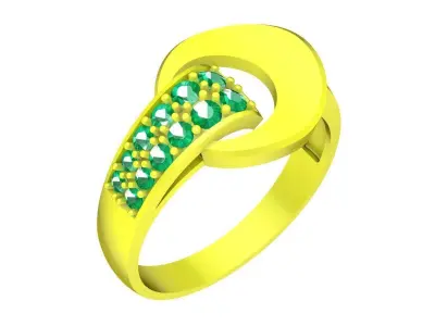 Modern Twist Pave Gemstone Ring for Women 4406 3D print model