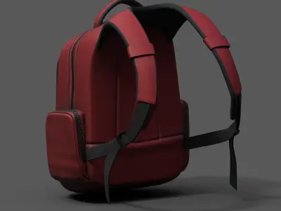 Backpack red human generic Camping scifi fantasy space  Low-poly 3D model