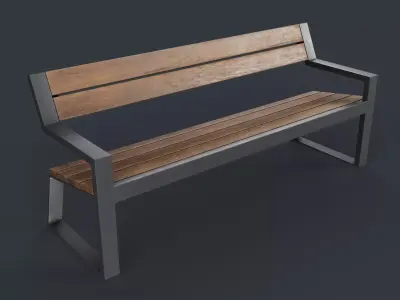 Modern Outdoor Bench 10 PBR Game Ready Low-poly 3D model