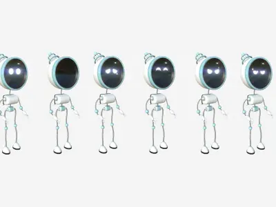 Cute Robot D03 White - SciFi Character Design Low-poly 3D model