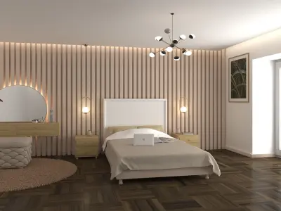 Modern Bedroom Interior Design Scene Free low-poly 3D model