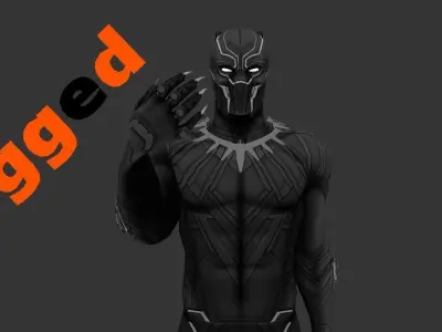 Black Panter Civil War Marvel Rigged Low-poly 3D model