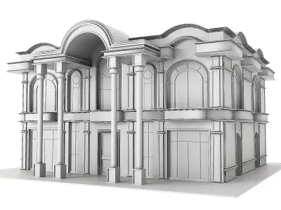 two story modern house 4 3D model