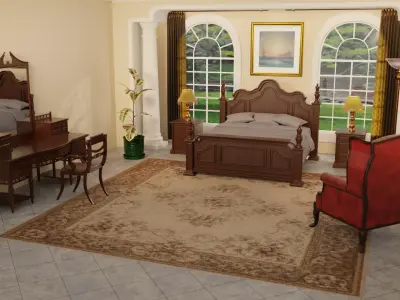 Classic Bedroom Interior Scene 3D model