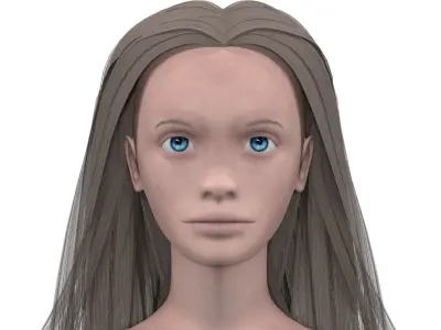 Girl with light gray hair 3D model