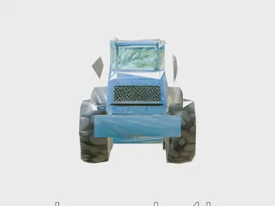 Modern Blue Loader with Glossy Finish and Aligned Bucket Low-poly 3D model