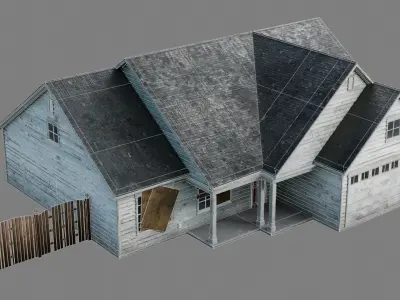 Abandoned Residential House v2 Low-poly 3D model