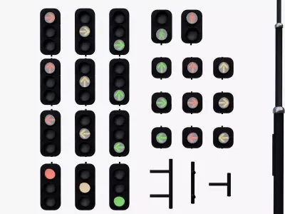 Street traffic lights Low-poly 3D model