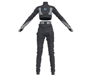 Scifi futuristic girl outfit 3D model