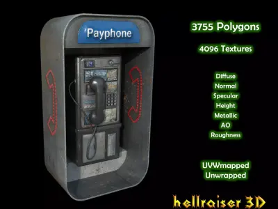 Payphone - PBR - Textured Low-poly 3D model