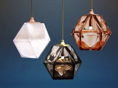 Welles Double Blown Glass Pendants 3D model