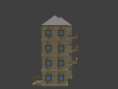House Model 6 apartment building Low-poly 3D model