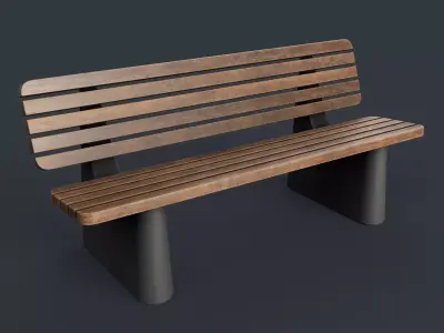 Modern Outdoor Bench 45 PBR Game Ready Low-poly 3D model