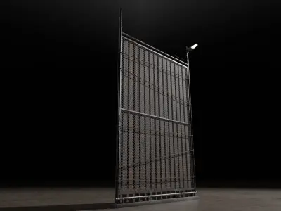 Wooden - Metal Fence Low-poly 3D model