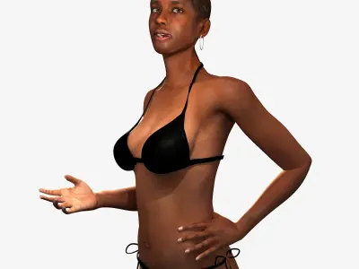 African American Woman Character Rigged 3D model