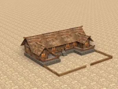 Low Poly Old Town Medieval House 3D Low-poly 3D model