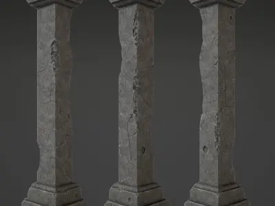 Column stone Low-poly 3D model 5
