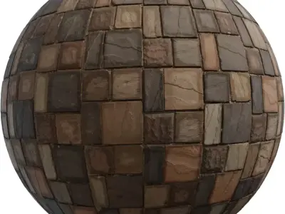 Rustic Cobblestone Pavers PBR Texture Texture