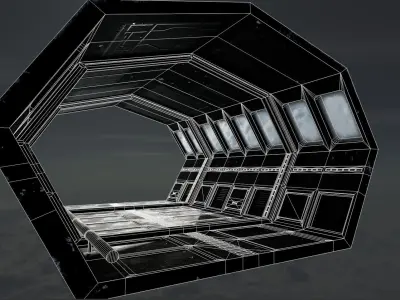 SciFi Corridor Low-poly 3D model get