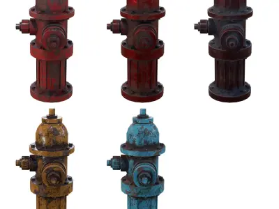 Fire Hydrant Multicolor Low-poly 3D model